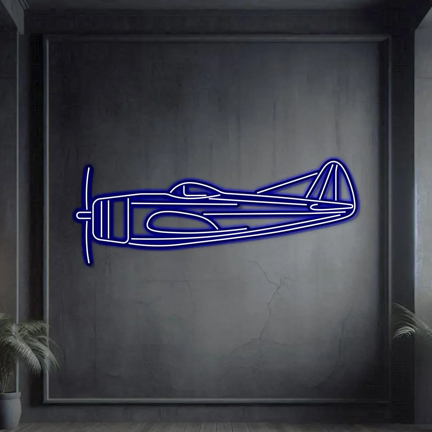 P-47d Metal Neon Aircraft Wall Art - Ncn0054, detail shot - House Of Avana