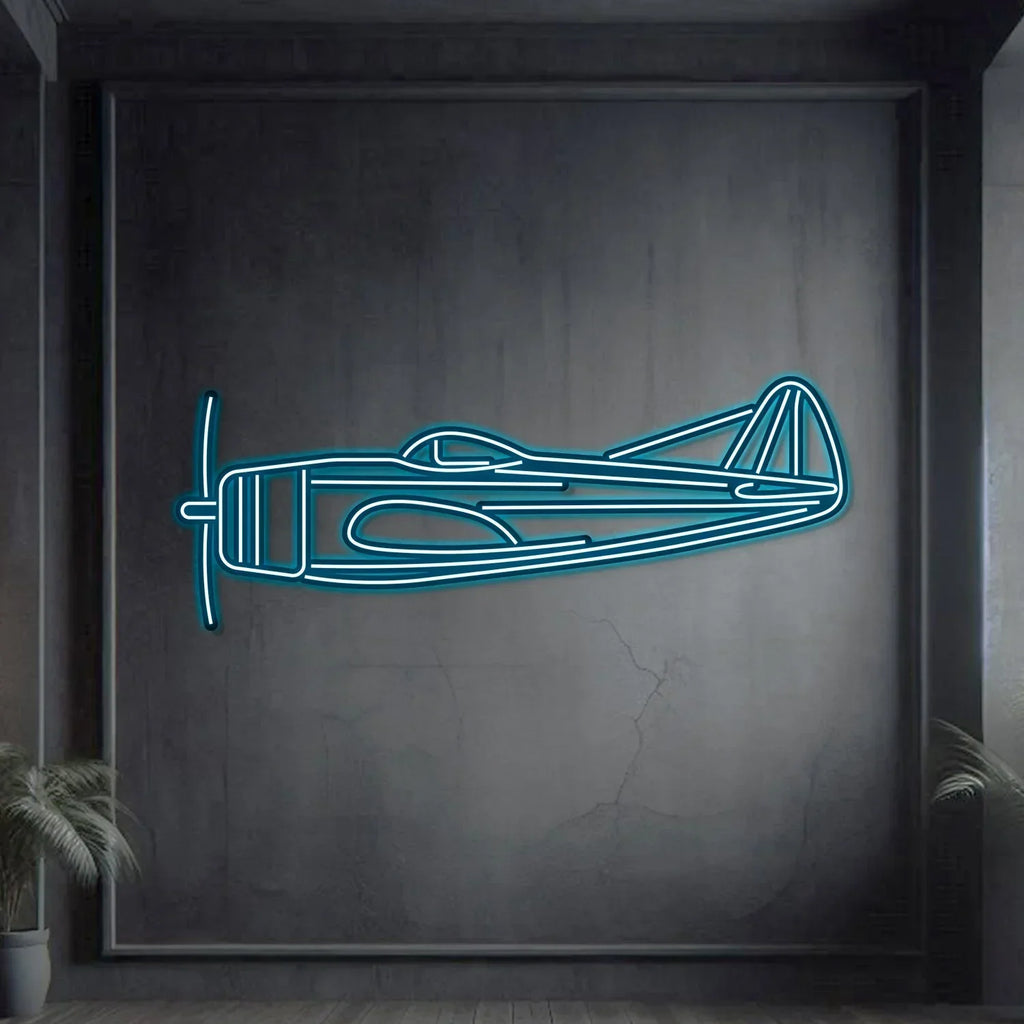 P-47d Metal Neon Aircraft Wall Art - Ncn0054, lifestyle image - House Of Avana