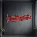 P-47d Metal Neon Aircraft Wall Art - Ncn0054, top view - House Of Avana