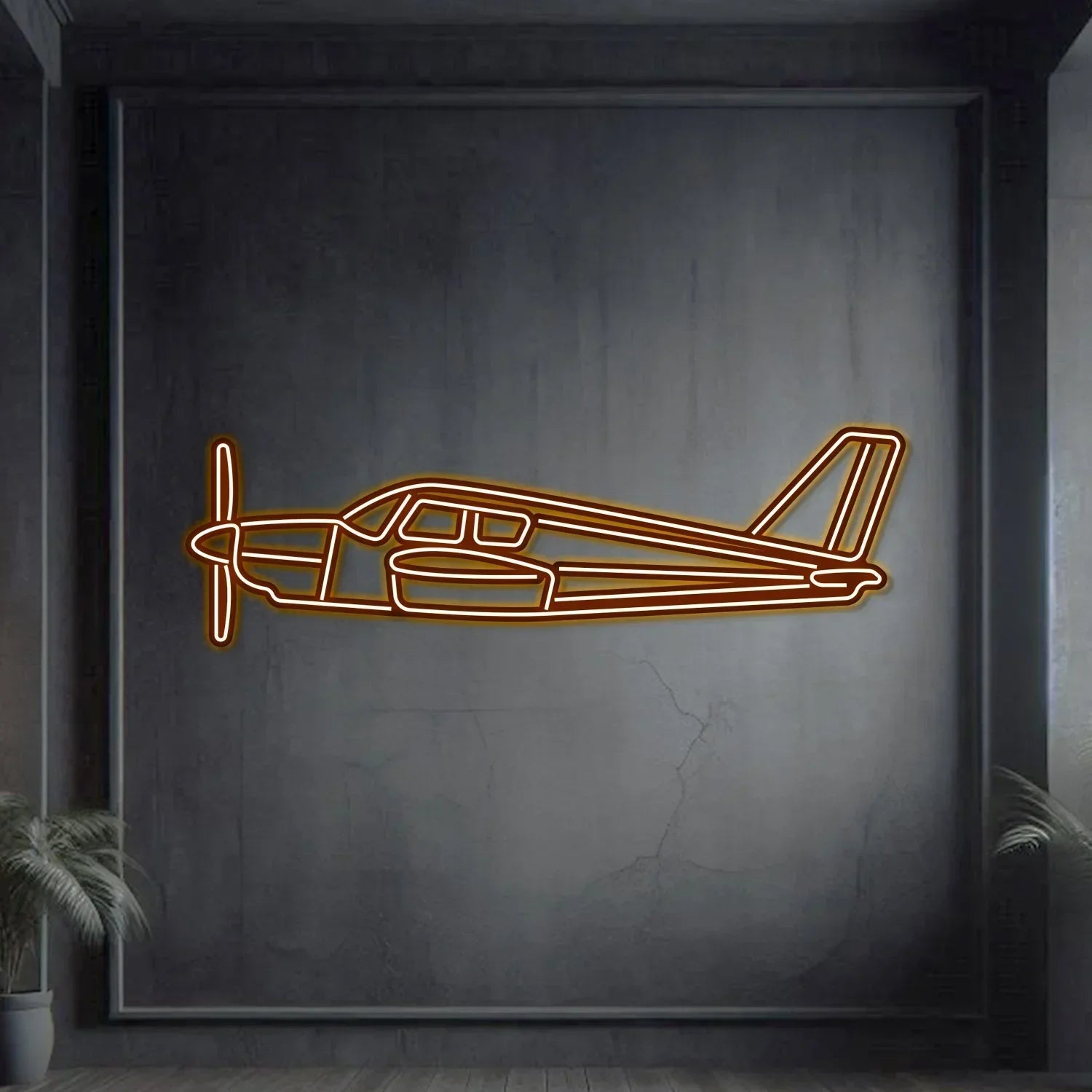 Pa-28 Cherokee Metal Neon Aircraft Wall Art - Ncn0056, back view - House Of Avana
