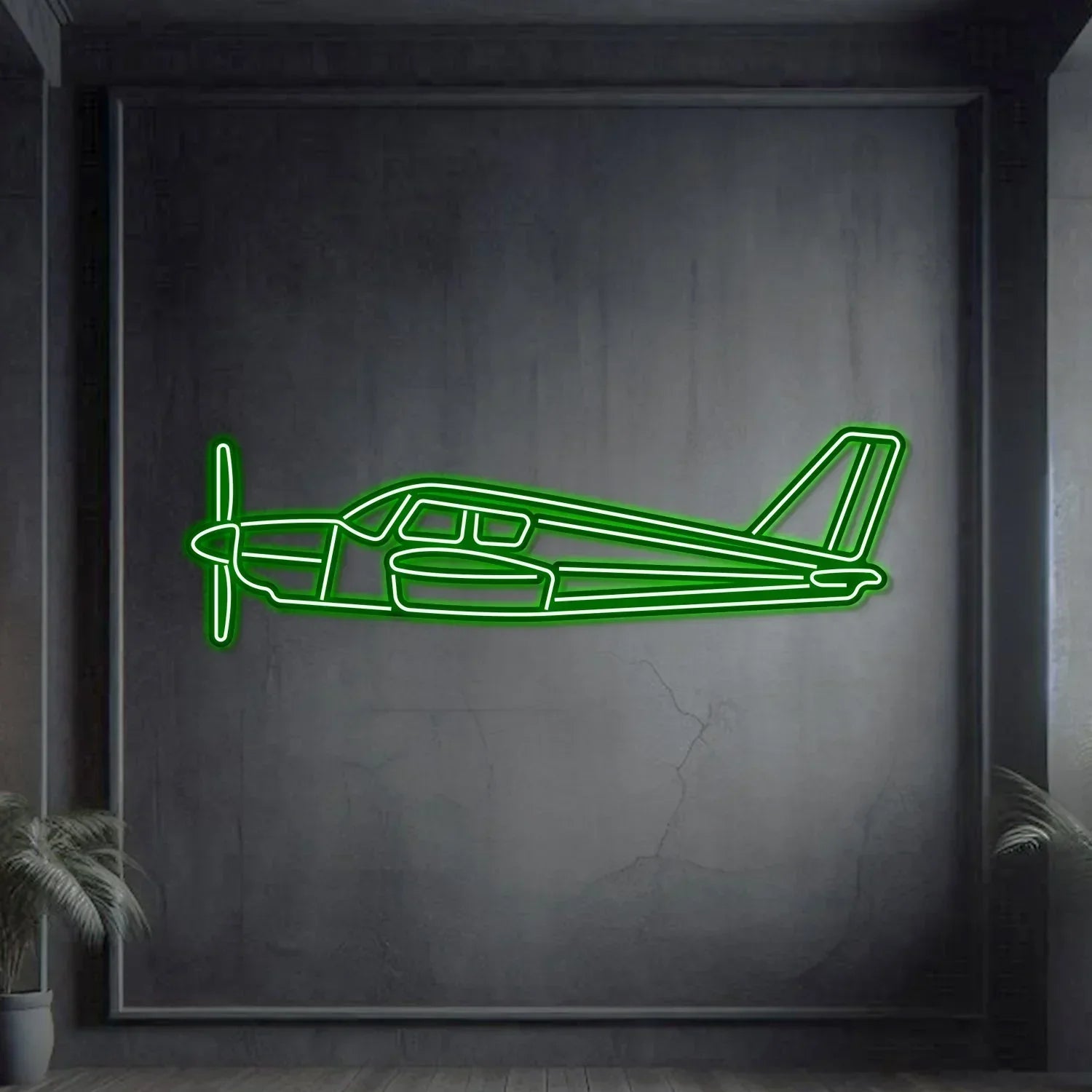 Pa-28 Cherokee Metal Neon Aircraft Wall Art - Ncn0056, side view - House Of Avana