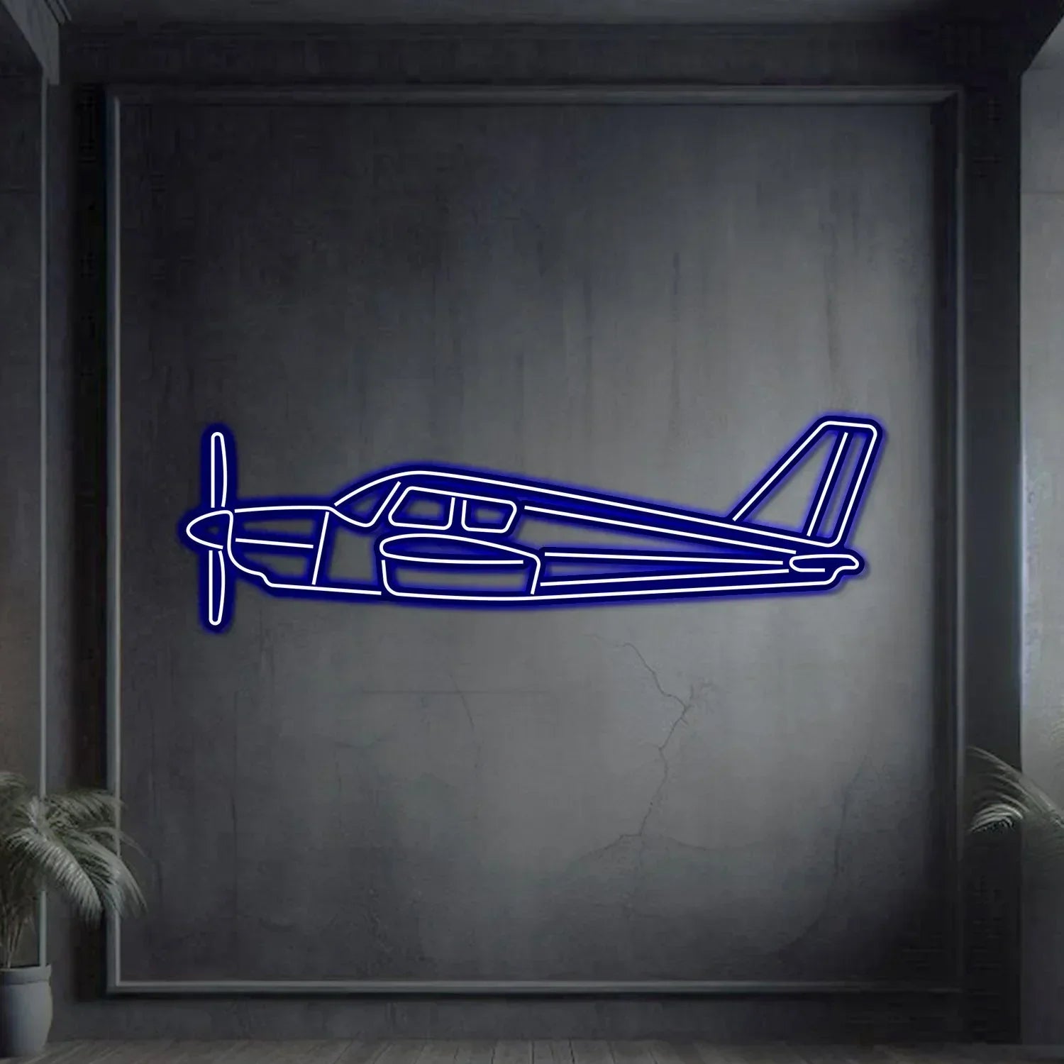 Pa-28 Cherokee Metal Neon Aircraft Wall Art - Ncn0056, detail shot - House Of Avana