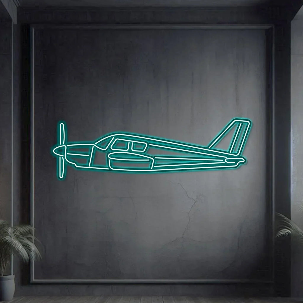 Pa-28 Cherokee Metal Neon Aircraft Wall Art - Ncn0056, lifestyle image - House Of Avana