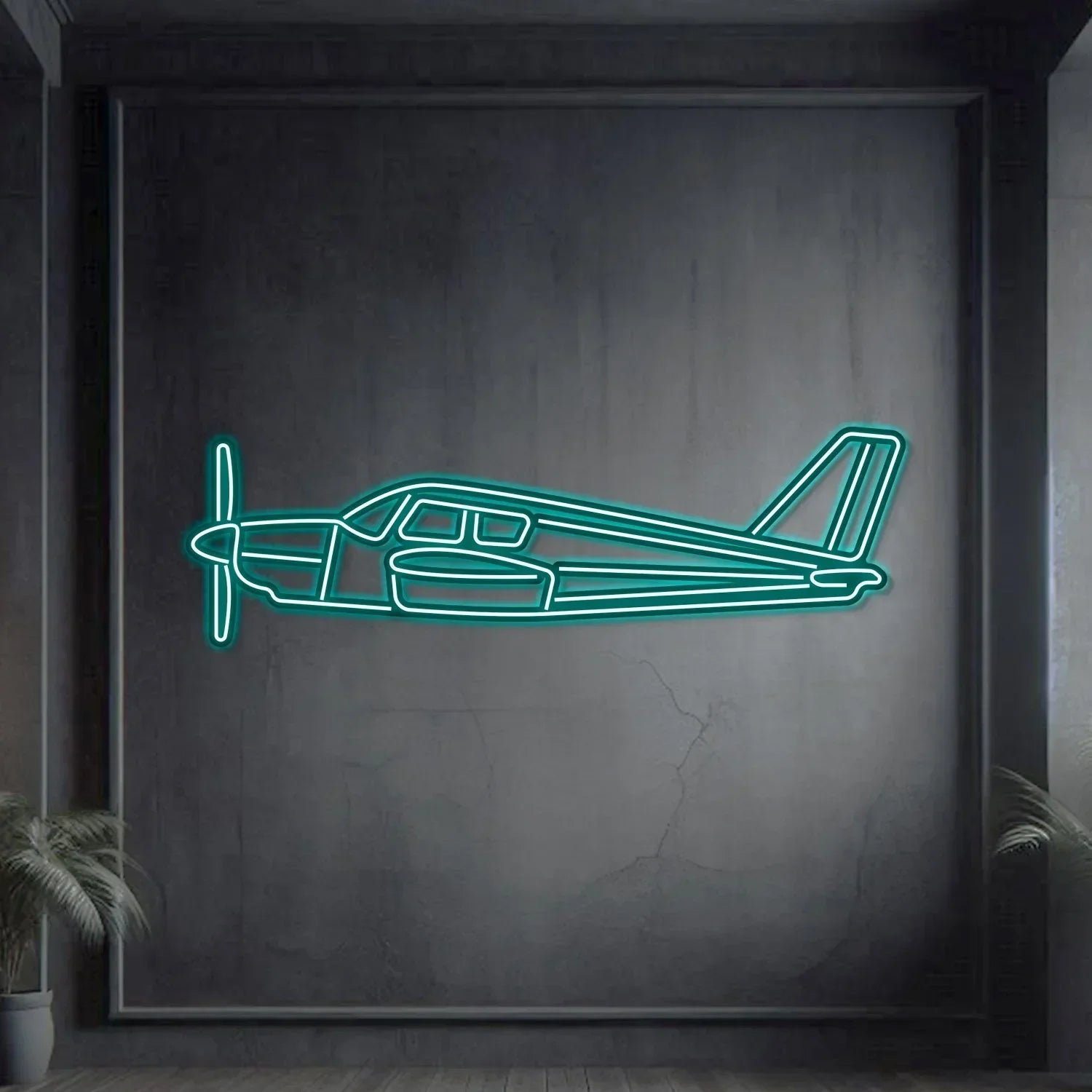 Pa-28 Cherokee Metal Neon Aircraft Wall Art - Ncn0056, lifestyle image - House Of Avana