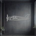 Pa-28 Cherokee Metal Neon Aircraft Wall Art - Ncn0056, front view - House Of Avana