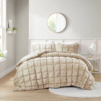 Twin Size Beige Velvety Soft Down Alternative Comforter Set