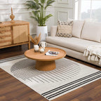 Angus Abstract Black and White Area Rug Hauteloom