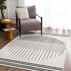 Angus Abstract Black and White Area Rug Hauteloom