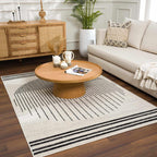Angus Abstract Black and White Area Rug Hauteloom