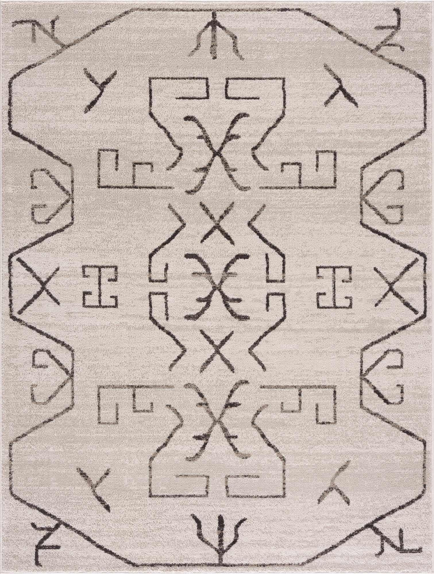 Azzan Cream & Charcoal Area Rug Hauteloom