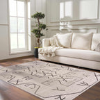 Azzan Cream & Charcoal Area Rug Hauteloom