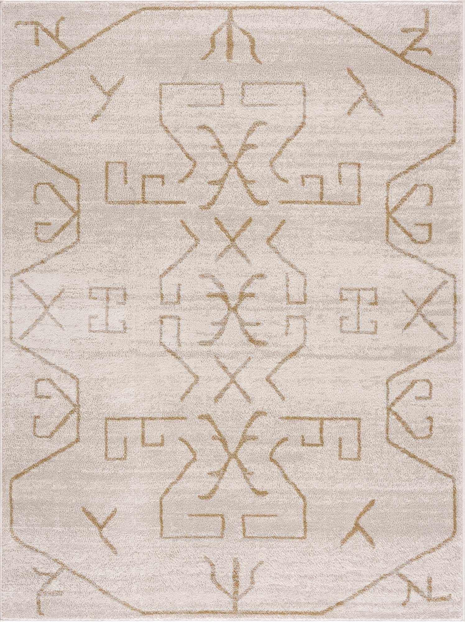Azzan Cream & Gold Area Rug Hauteloom
