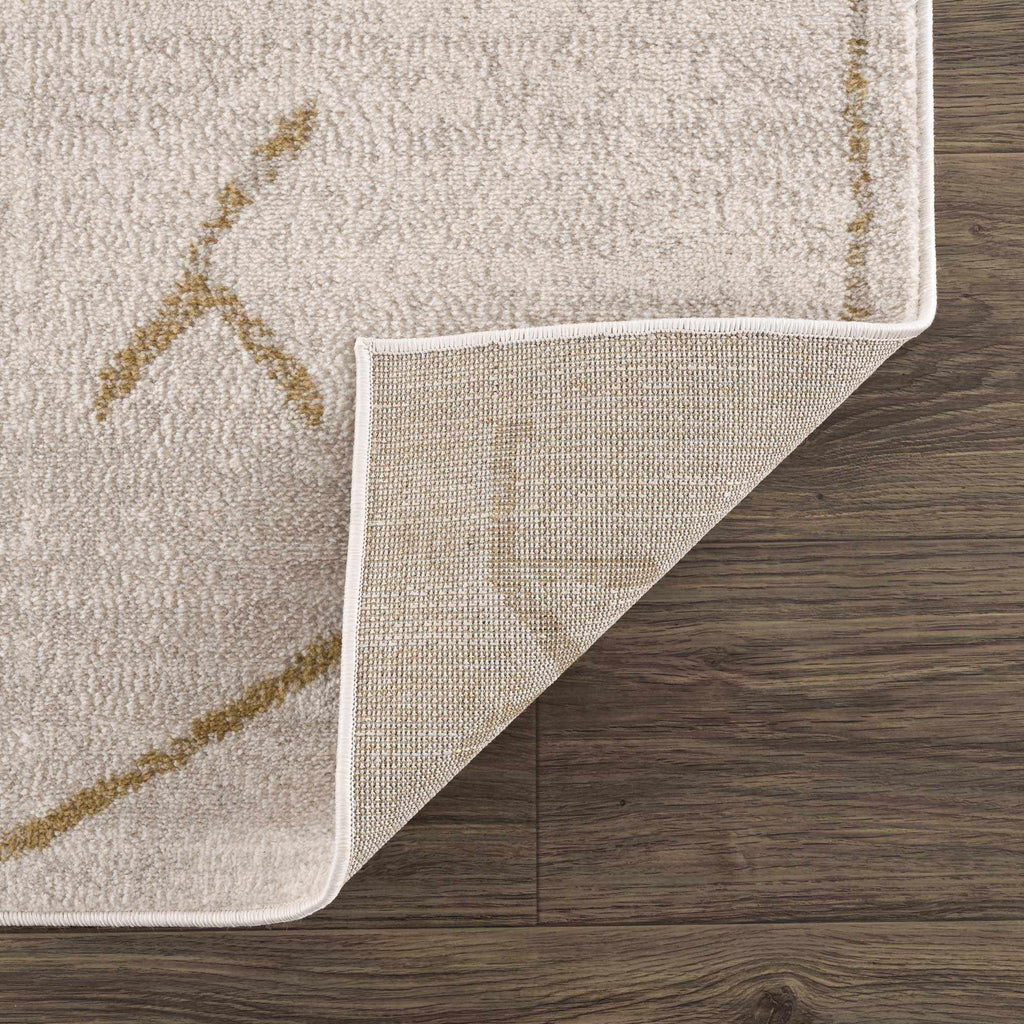 Azzan Cream & Gold Area Rug Hauteloom