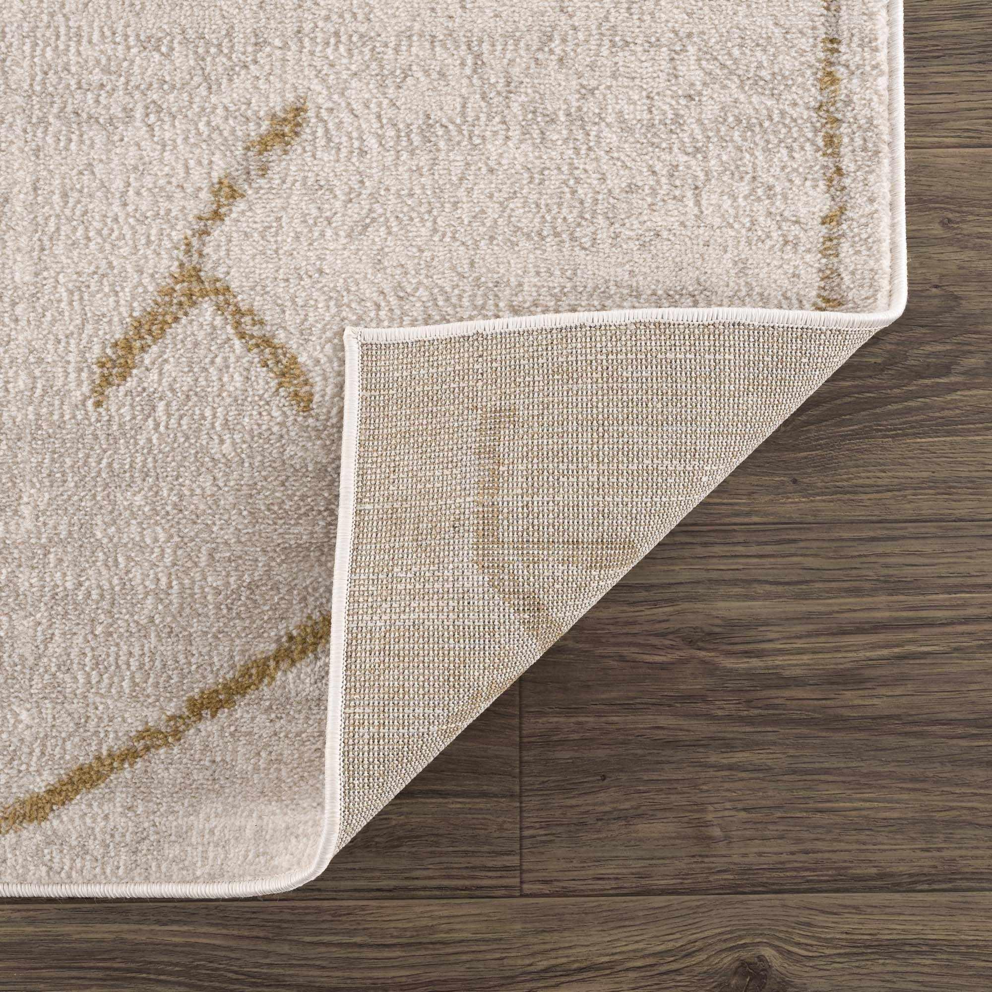 Azzan Cream & Gold Area Rug Hauteloom