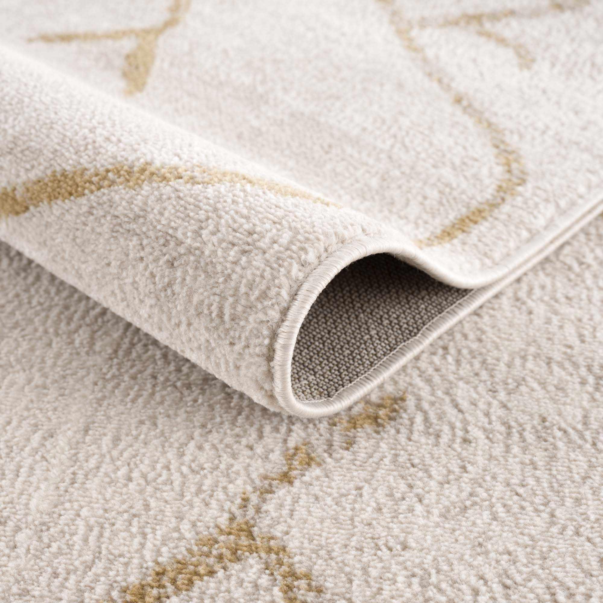 Azzan Cream & Gold Area Rug Hauteloom