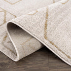 Azzan Cream & Gold Area Rug Hauteloom