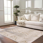 Azzan Cream & Gold Area Rug Hauteloom