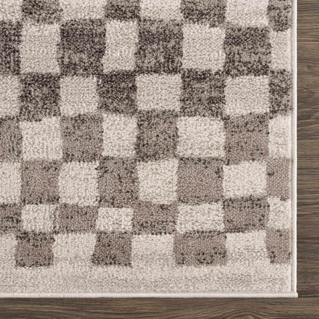 Benjy Beige Checkered Area Rug Hauteloom