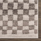 Benjy Beige Checkered Area Rug Hauteloom