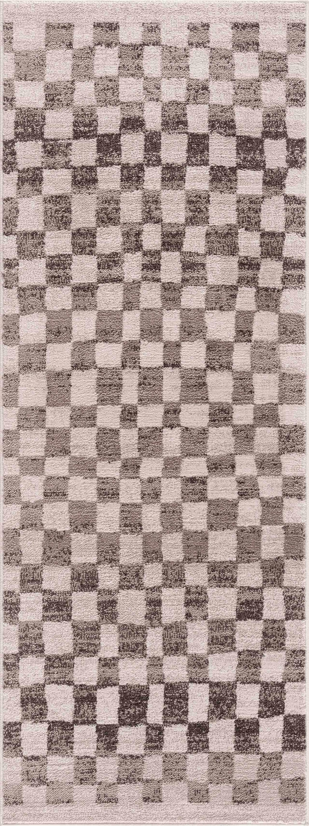 Benjy Beige Checkered Area Rug Hauteloom