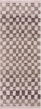 Benjy Beige Checkered Area Rug Hauteloom