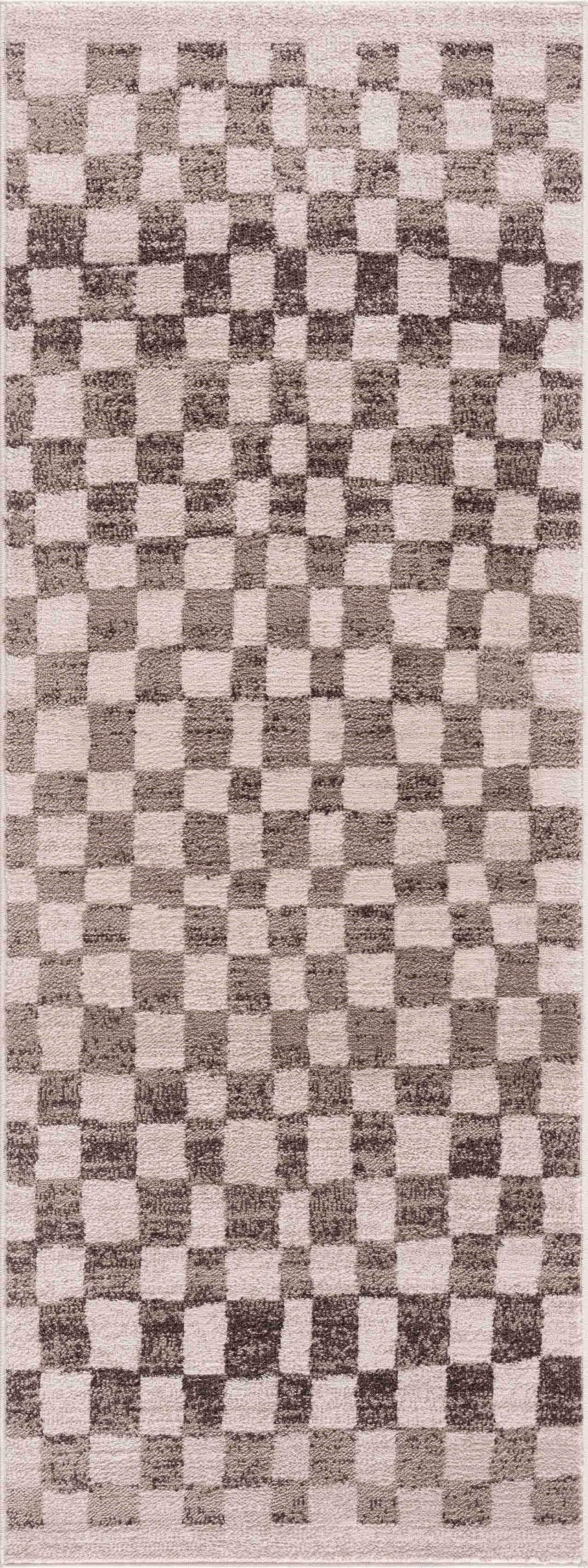 Benjy Beige Checkered Area Rug Hauteloom