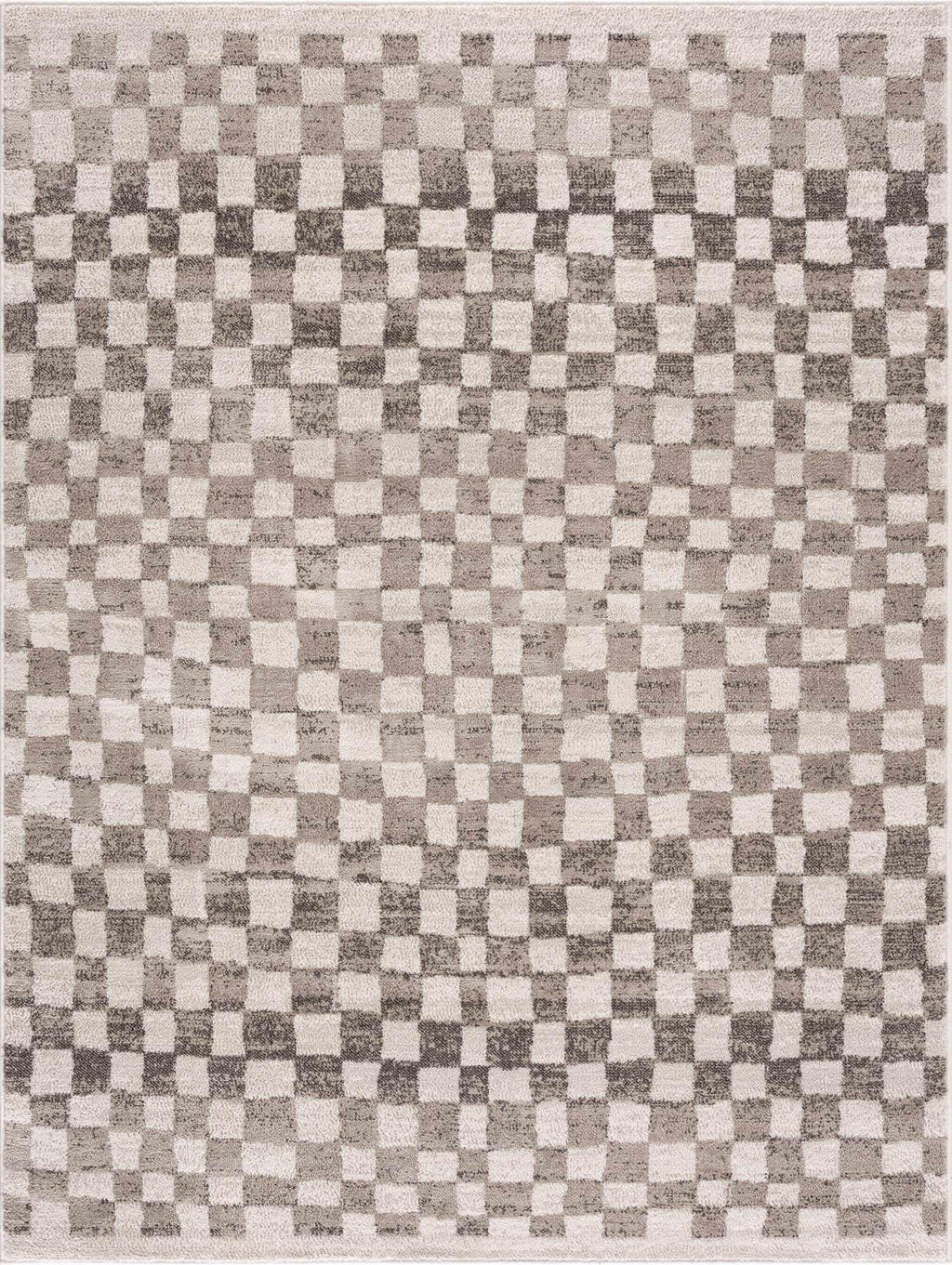 Benjy Beige Checkered Area Rug Hauteloom