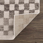 Benjy Beige Checkered Area Rug Hauteloom