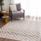 Benjy Beige Checkered Area Rug Hauteloom