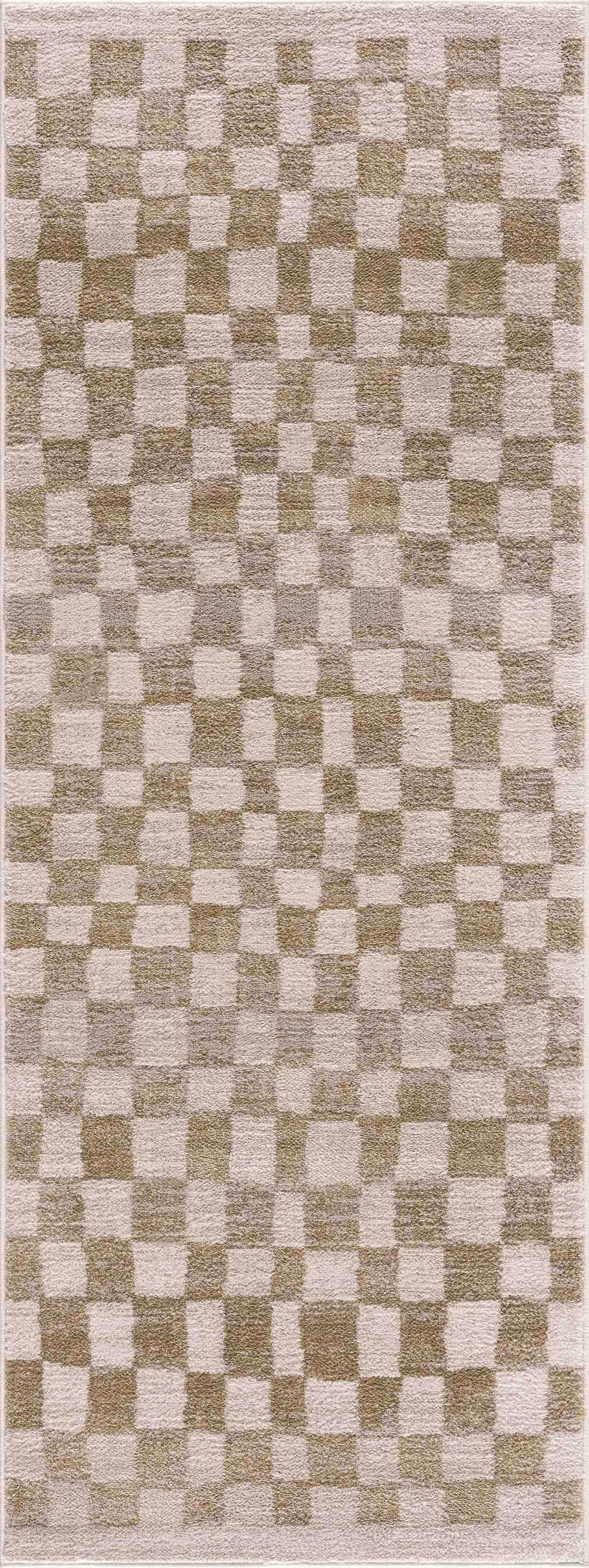 Benjy Cream & Gold Checkered Area Rug Hauteloom