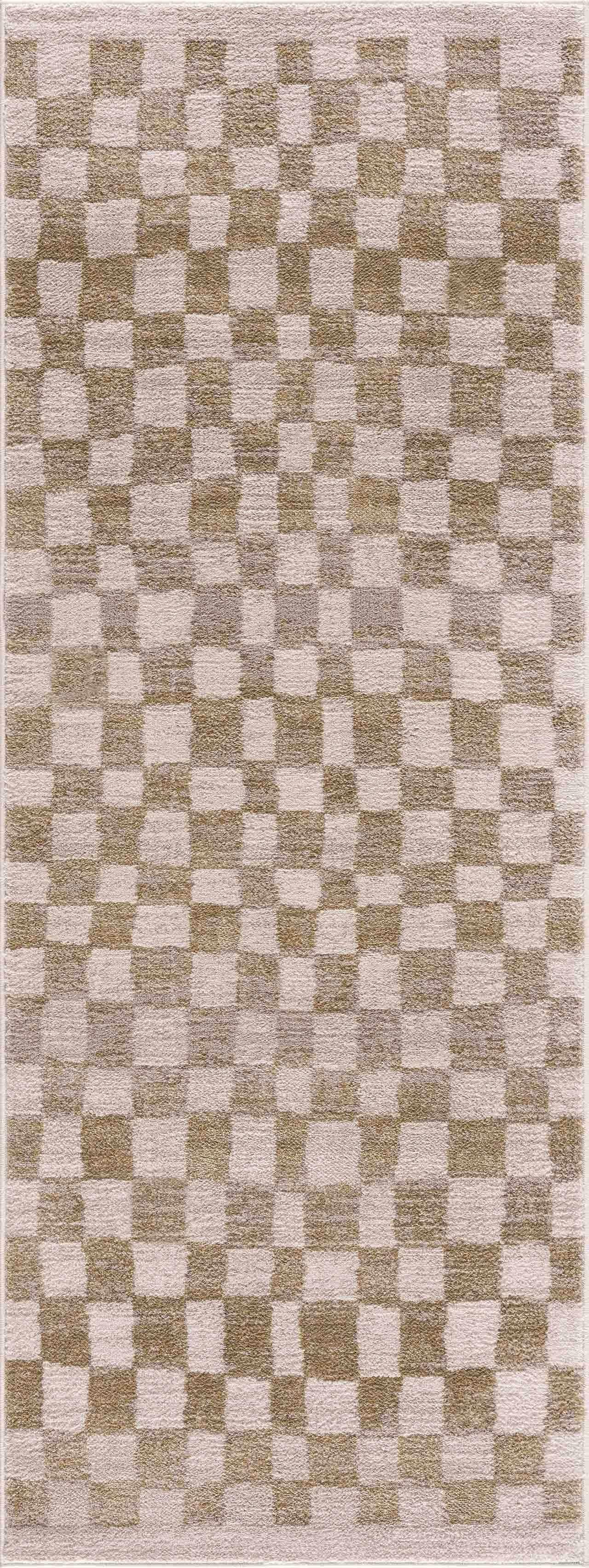 Benjy Cream & Gold Checkered Area Rug Hauteloom