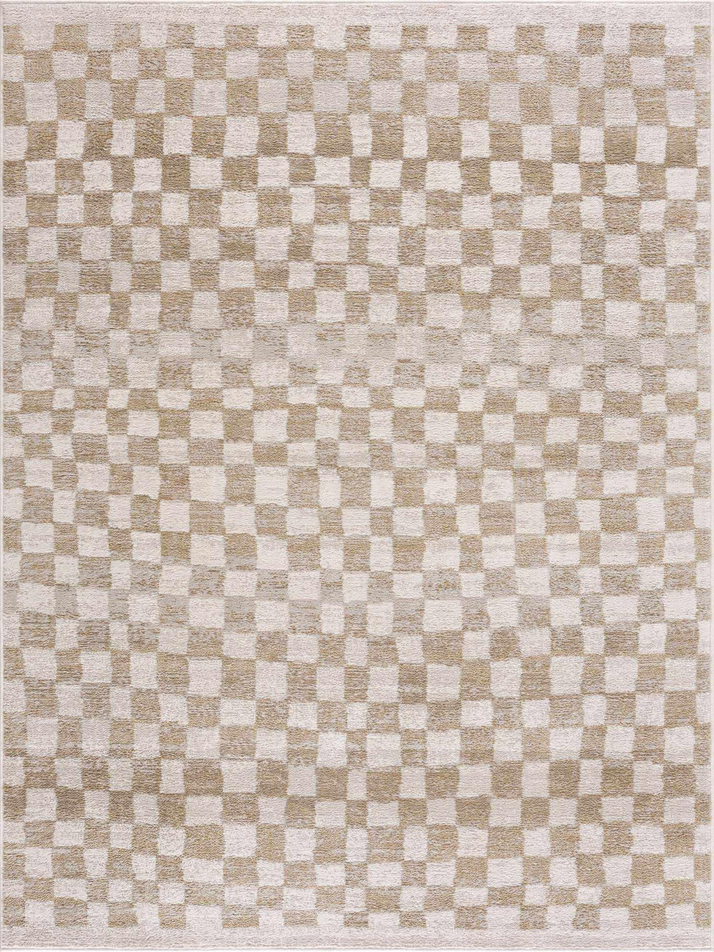 Benjy Cream & Gold Checkered Area Rug Hauteloom