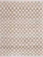 Benjy Cream & Gold Checkered Area Rug Hauteloom