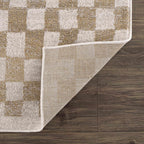 Benjy Cream & Gold Checkered Area Rug Hauteloom