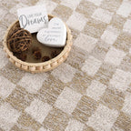 Benjy Cream & Gold Checkered Area Rug Hauteloom