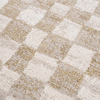Benjy Cream & Gold Checkered Area Rug Hauteloom
