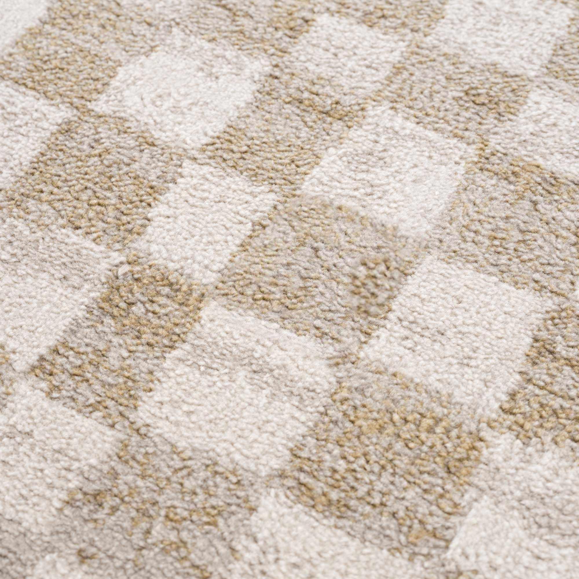 Benjy Cream & Gold Checkered Area Rug Hauteloom