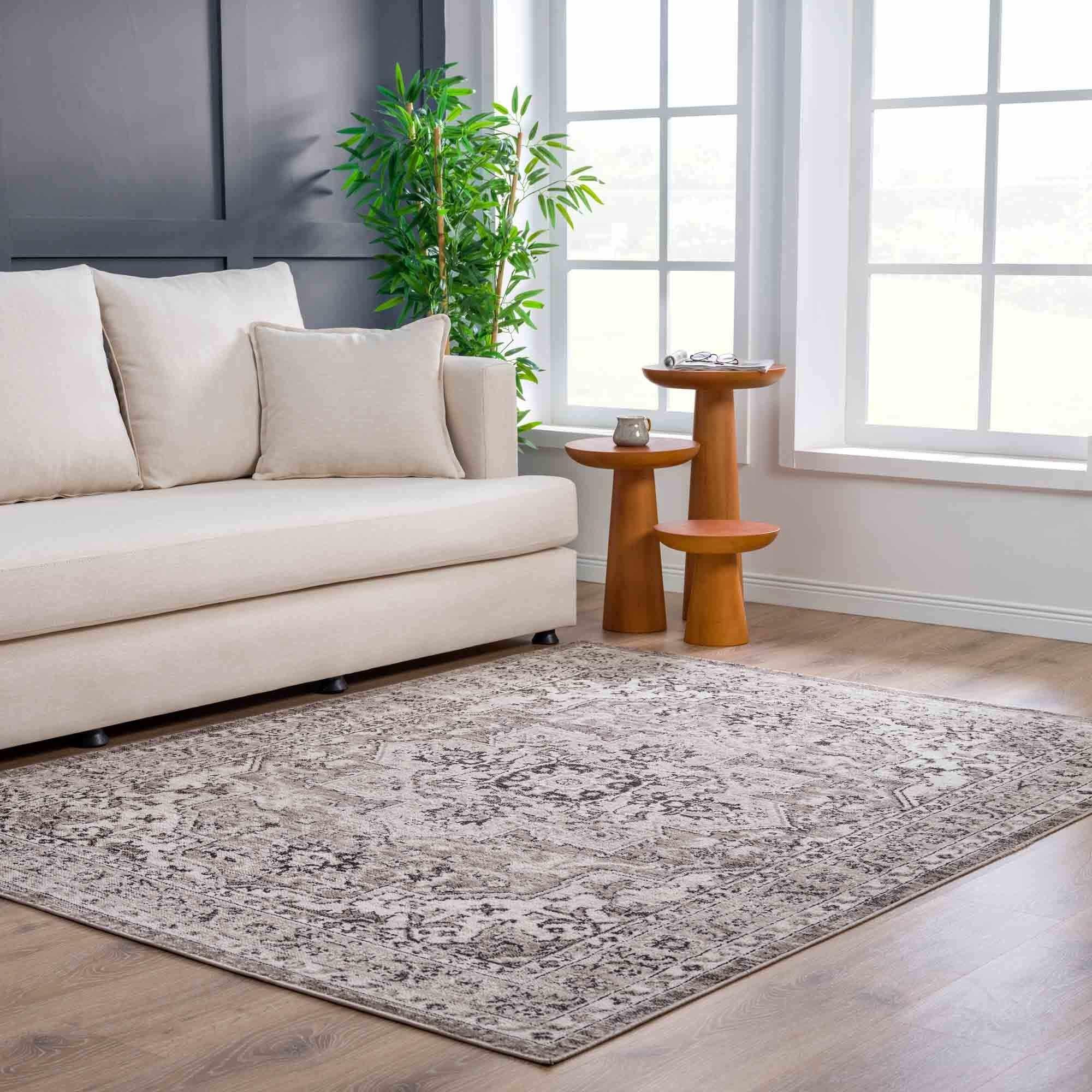 Albie Beige Area Rug Hauteloom