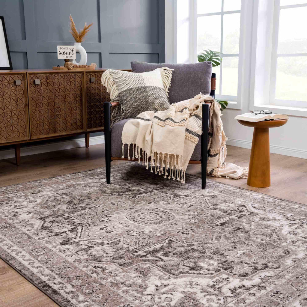 Albie Charcoal & Beige Area Rug Hauteloom