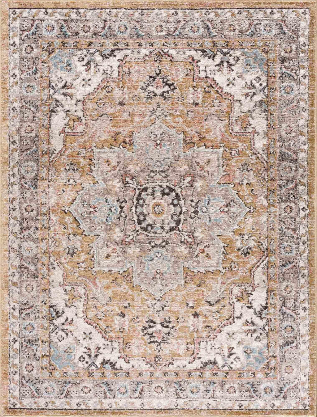 Albie Gold & Beige Area Rug Hauteloom