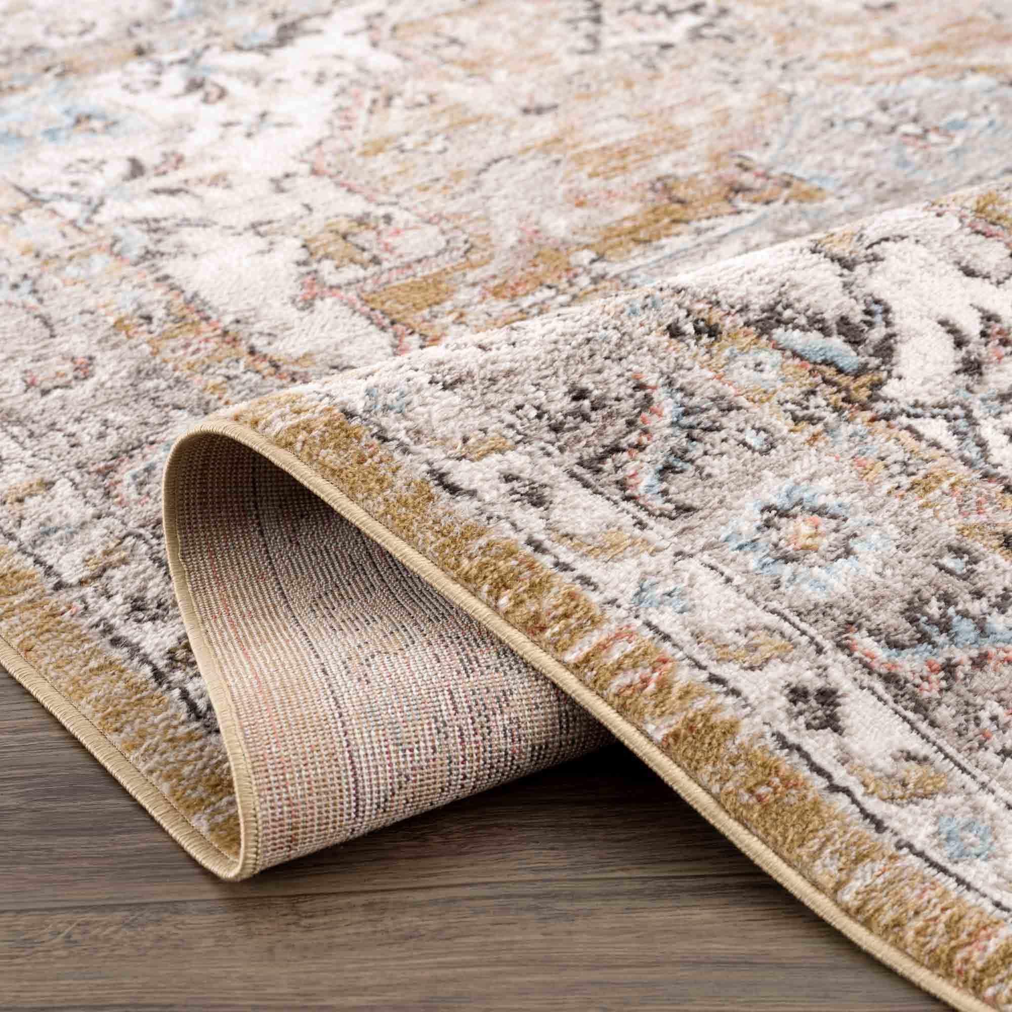 Albie Gold & Beige Area Rug Hauteloom
