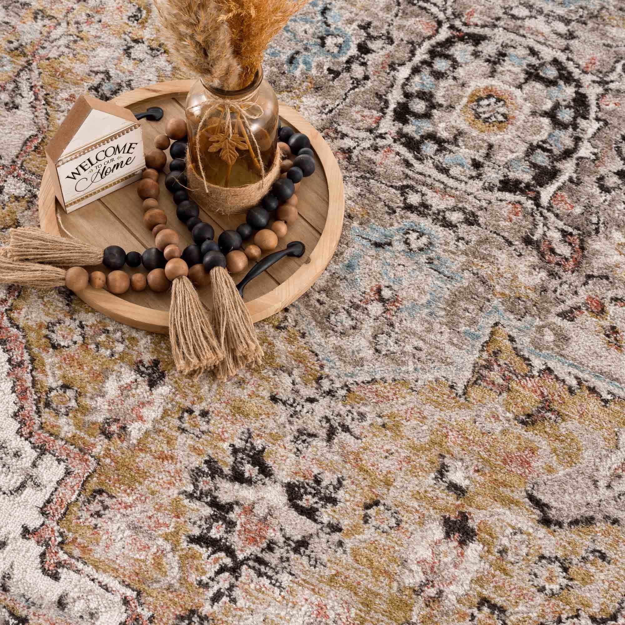 Albie Gold & Beige Area Rug Hauteloom