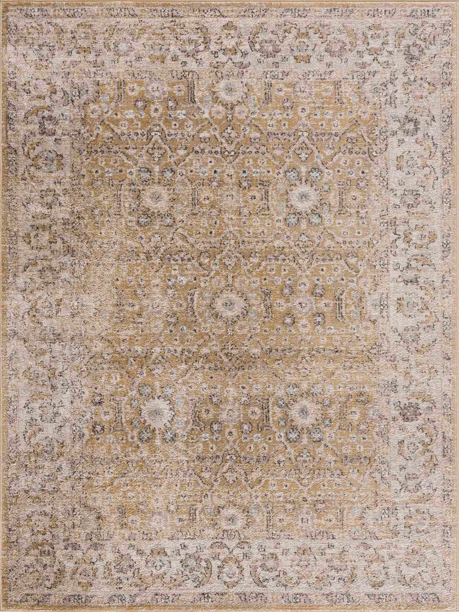 Anana Gold & Beige Area Rug Hauteloom