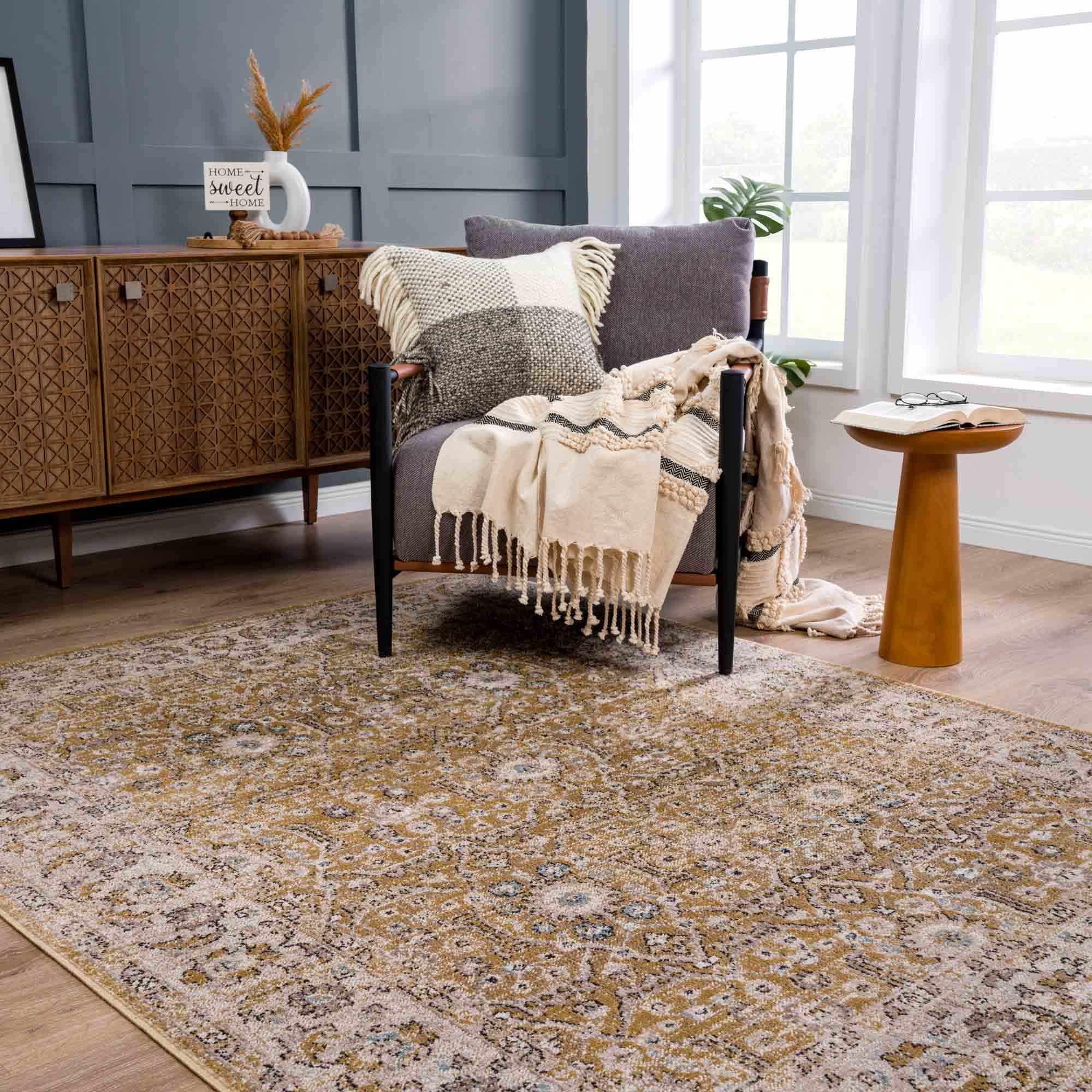 Anana Gold & Beige Area Rug Hauteloom