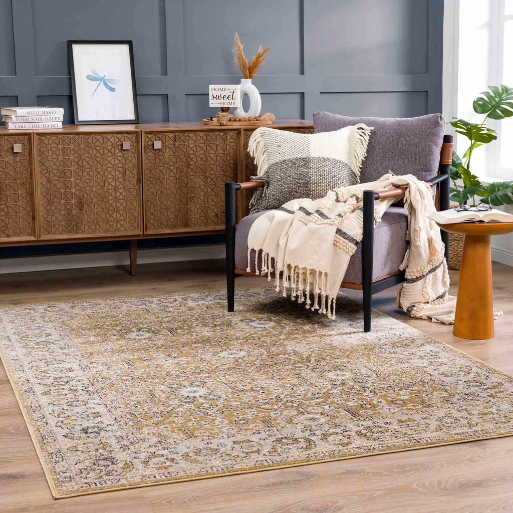 Anana Gold & Beige Area Rug Hauteloom