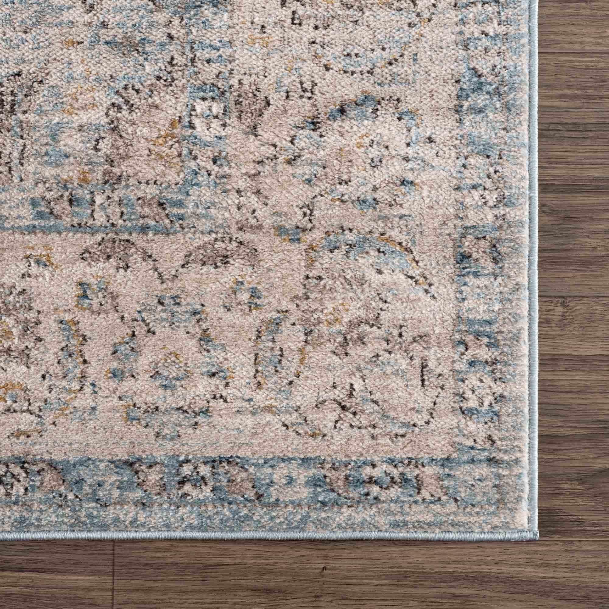 Anana Silver Blue & Beige Area Rug Hauteloom