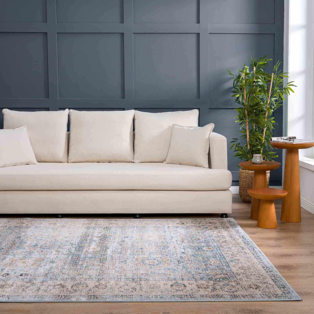 Anana Silver Blue & Beige Area Rug Hauteloom