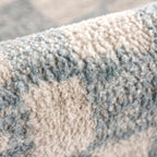 Benjy Cream & Light Blue Checkered Area Rug Hauteloom