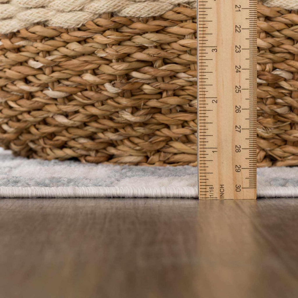 Benjy Cream & Light Blue Checkered Area Rug Hauteloom