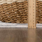 Benjy Cream & Light Blue Checkered Area Rug Hauteloom